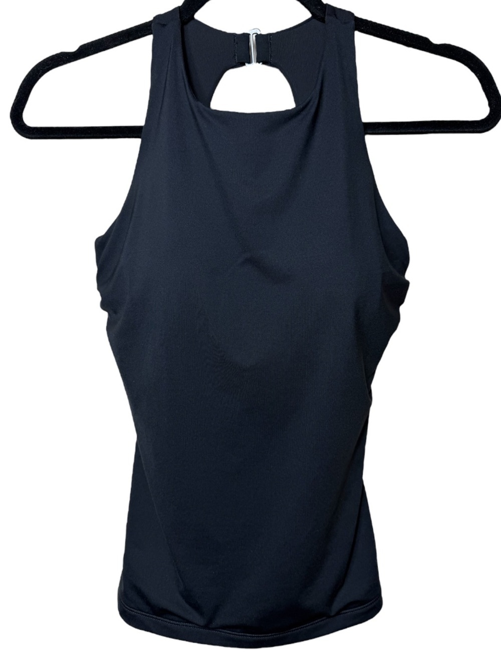 Athleta Maldives Bra Cup Tankini Racerback Tank Swim Top Black High Neck